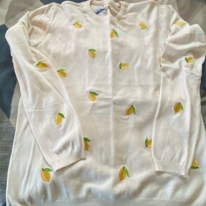 Ivory Sweater w/ Embroidered Lemons